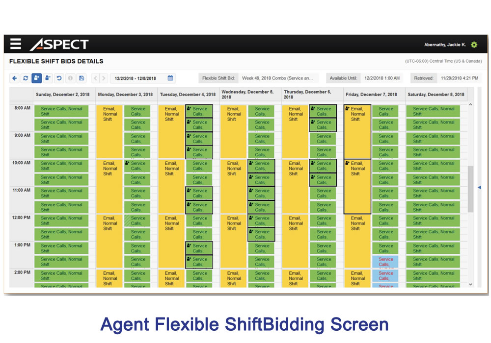 Aspect Agent Flexible Shift Bidding Screen